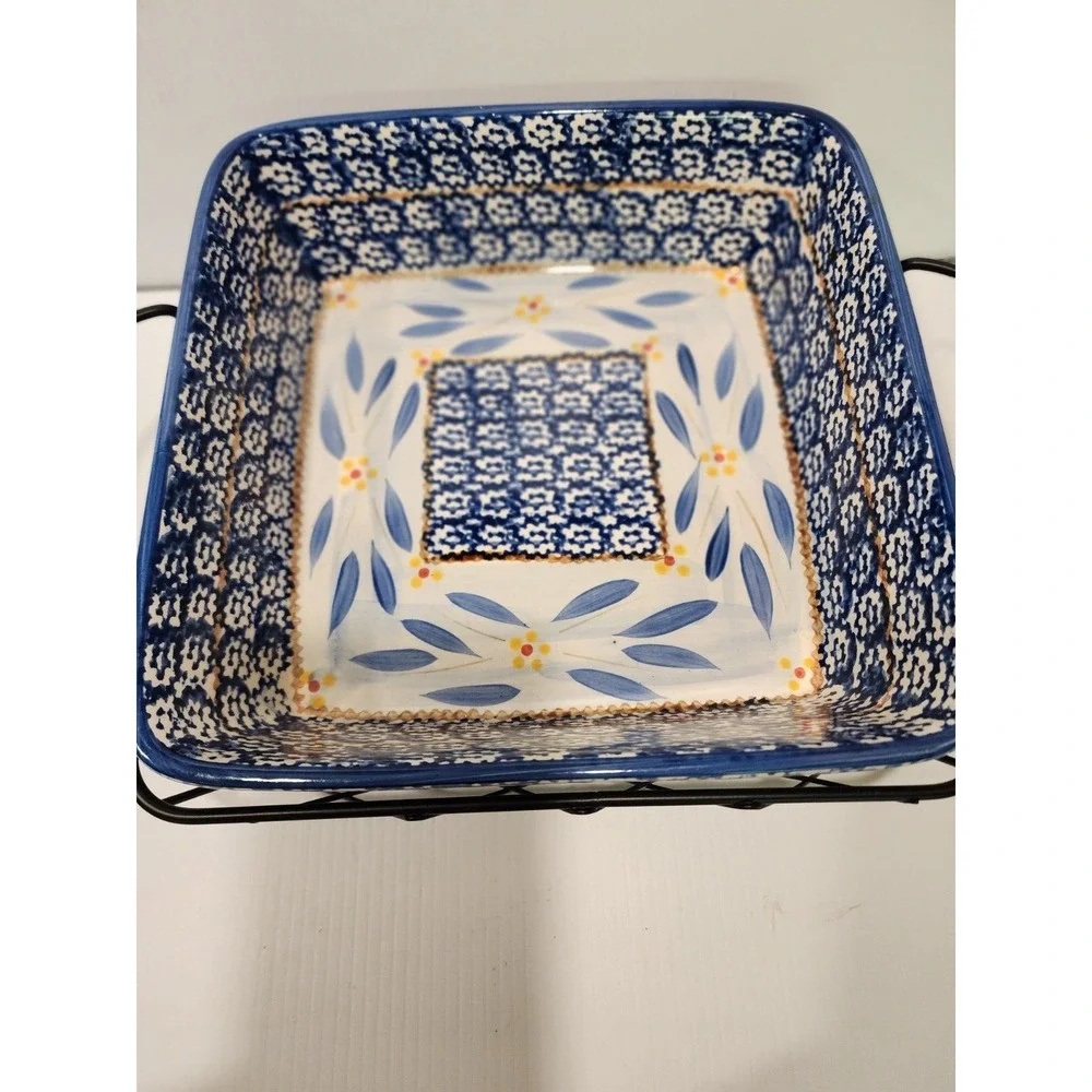 Temp-tations by Tara Old World‎ Blue 2.5 quart  Baking Dish with rack  NEW